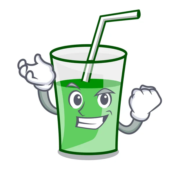 Succès smoothie vert personnage dessin animé — Image vectorielle