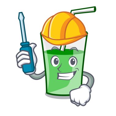 Otomotiv yeşil smoothie maskot çizgi film