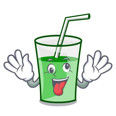 Deli yeşil smoothie maskot çizgi film