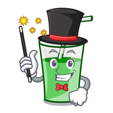 Sihirbaz yeşil smoothie maskot karikatür vektör çizim