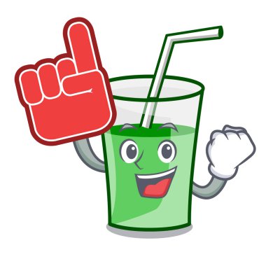 Köpük parmak yeşil smoothie maskot çizgi film