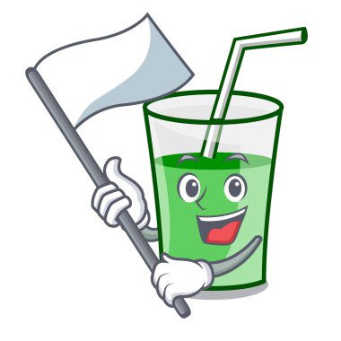 Bayrak yeşil smoothie maskot karikatür ile