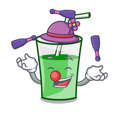 Yeşil smoothie maskot karikatür hokkabazlık