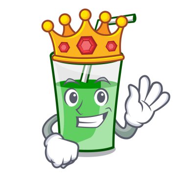 Kral yeşil smoothie maskot çizgi film