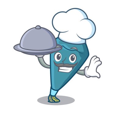 Şef gıda pastrybag maskotu karikatür tarzı ile