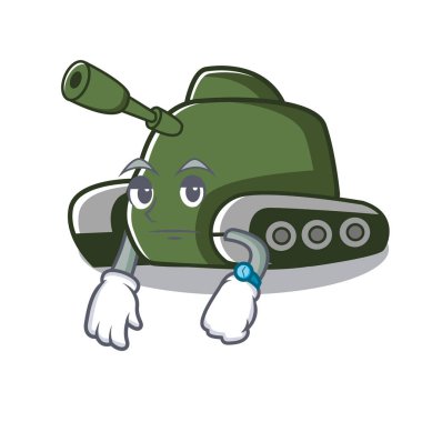 Tank maskot karikatür tarzı bekliyor