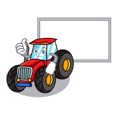 Başparmak yukarıya kurulu traktör karakter karikatür tarzı ile