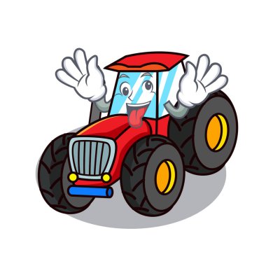 Crazy tractor mascot cartoon style clipart