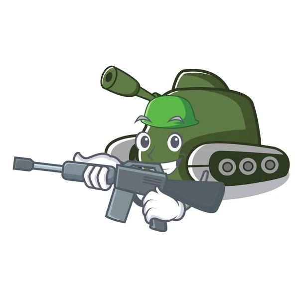 Exército tanque personagem desenho animado estilo — Vetor de Stock