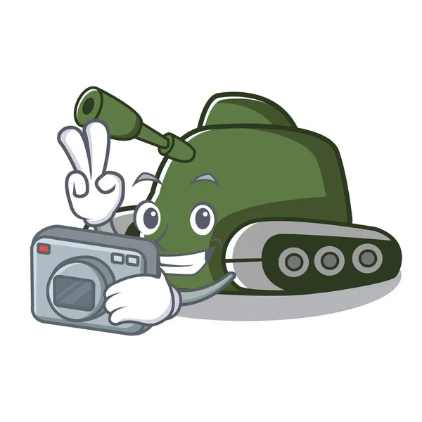 Fotograf tank maskot tecknad stil — Stock vektor