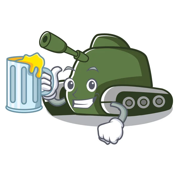 Com suco tanque mascote estilo cartoon — Vetor de Stock
