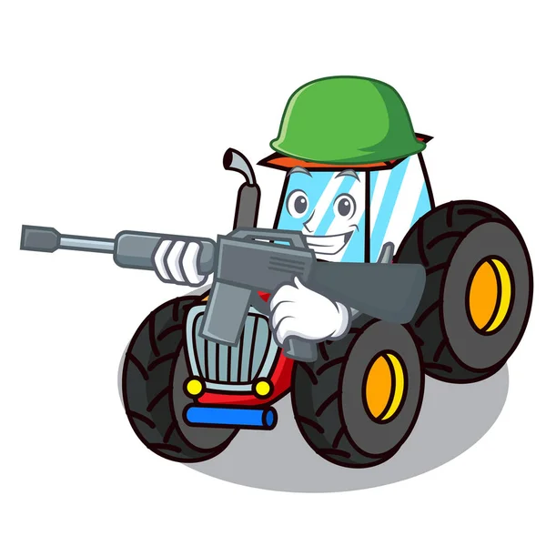 Hadsereg traktor karakter rajzfilm stílusú — Stock Vector