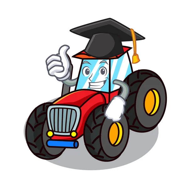 Graduación personaje tractor estilo de dibujos animados — Archivo Imágenes Vectoriales