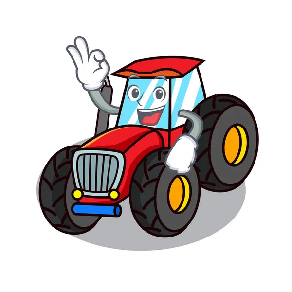 Okay Traktor Charakter Cartoon-Stil — Stockvektor