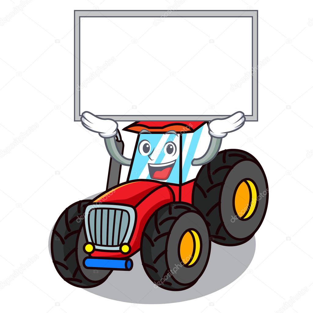 Up board tractor character cartoon style