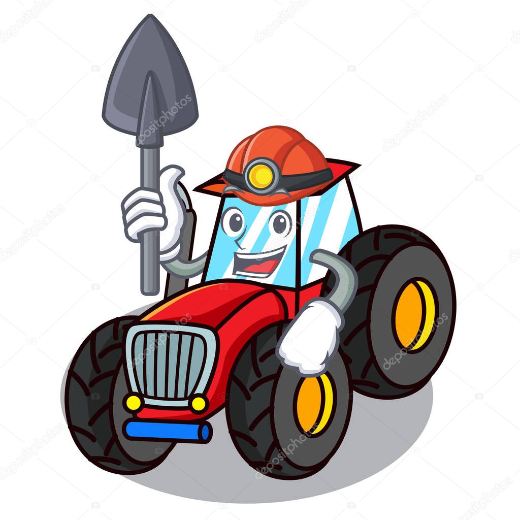 Miner tractor mascot cartoon style