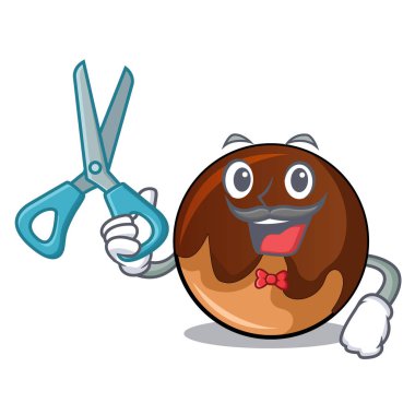 Kuaför çikolatalı çörek karakter karikatür