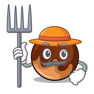 Çiftçi çikolatalı çörek karakter karikatür