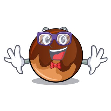 Geek çikolatalı çörek karakter karikatür