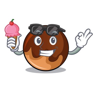 Dondurma çikolatalı çörek karakter karikatür ile