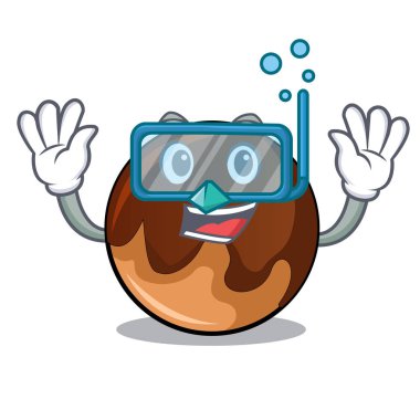 Çikolatalı çörek karakter karikatür dalış