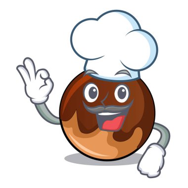 Şef çikolatalı çörek karakter karikatür