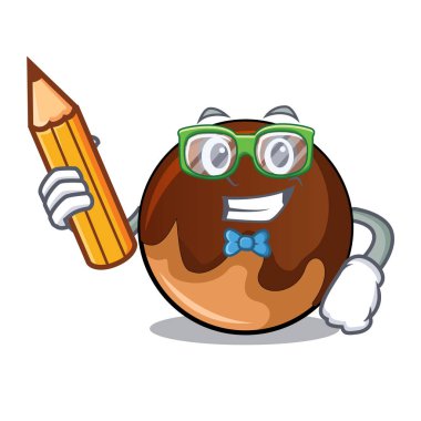 Öğrenci çikolatalı çörek karakter karikatür