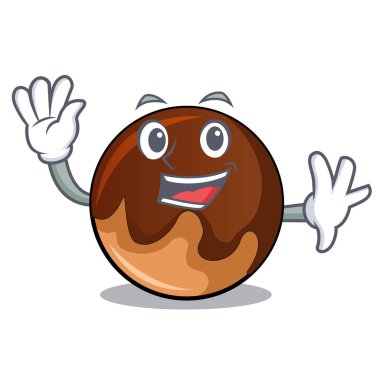 Çikolatalı çörek karakter karikatür sallayarak