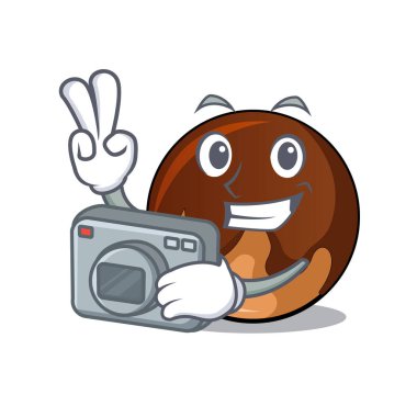 Fotoğrafçı çikolatalı çörek maskot çizgi film