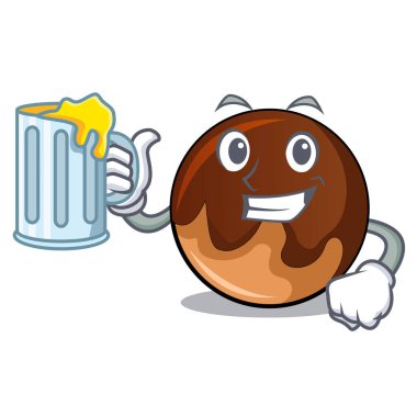 Suyu çikolatalı çörek maskot karikatür ile