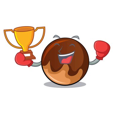 Boks şampiyonu çikolatalı çörek maskot çizgi film