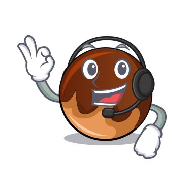 Kulaklık çikolatalı çörek maskot karikatür ile