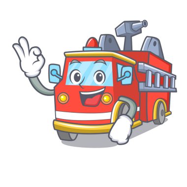 Tamam yangın kamyon karakter karikatür