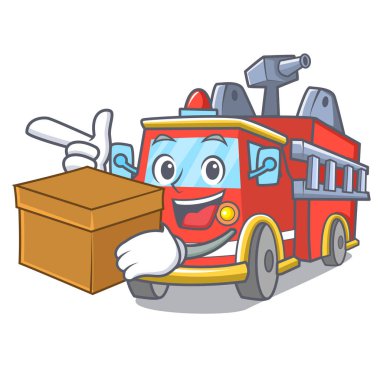 Kutusu ile kamyon karakter karikatür ateş