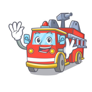 Yangın kamyon karakter karikatür sallayarak