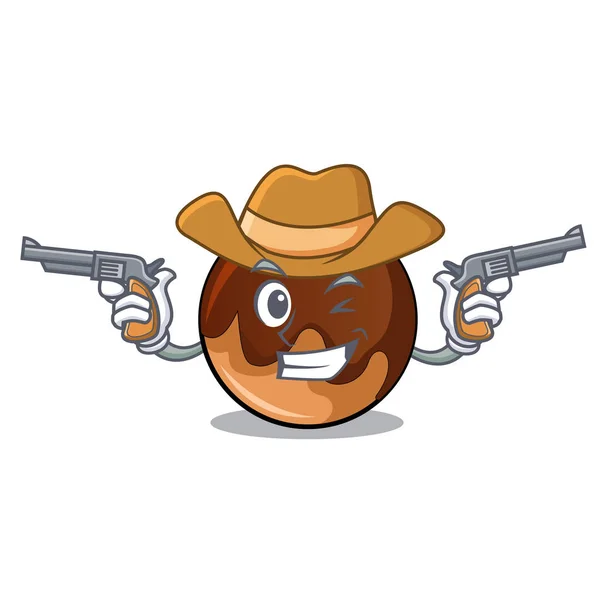Cowboy chocolate donut character cartoon — Stock Vector