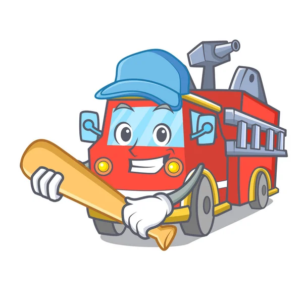 Hrát baseball fire truck znakové karikatury — Stockový vektor