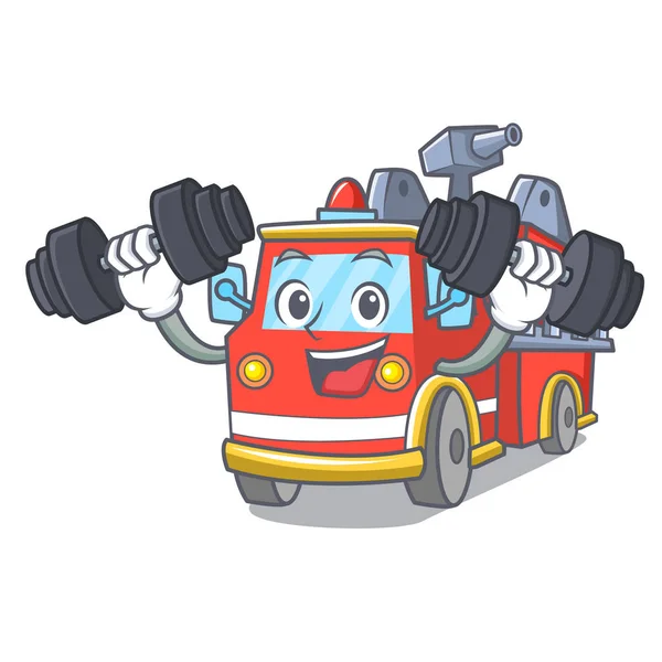 Fitness Caminhão Bombeiros Personagem Cartoon Vetor Ilustração — Vetor de Stock