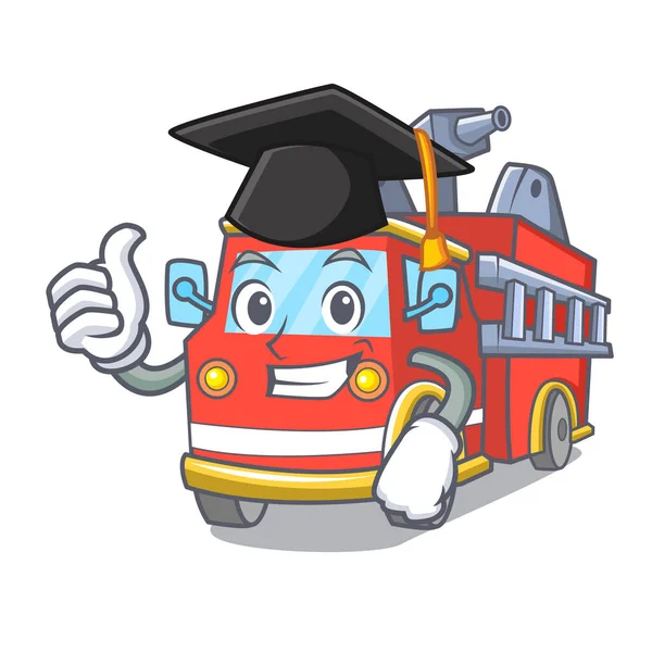 Graduierung Feuerwehrauto Charakter Cartoon — Stockvektor