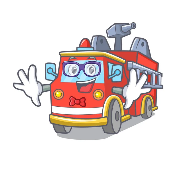 Geek požár kamionu znakové karikatury — Stockový vektor