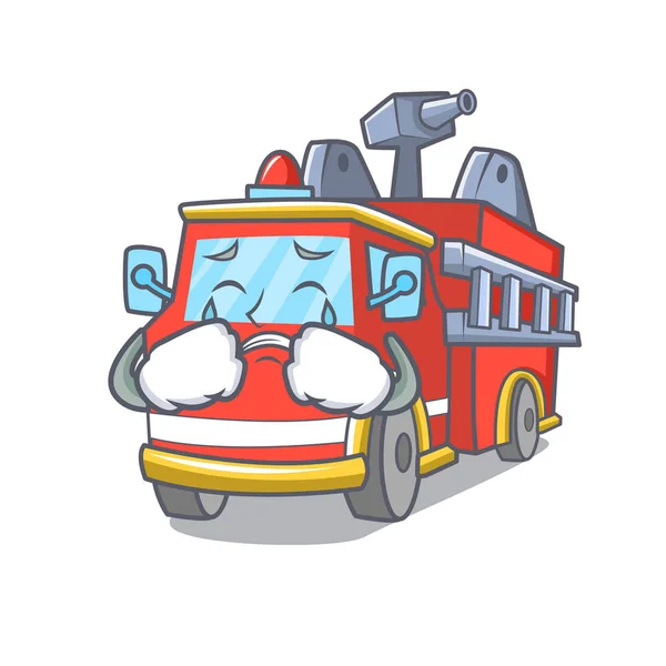 Plačící fire truck maskot kreslený — Stockový vektor
