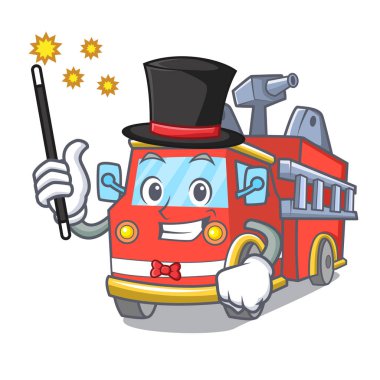 Sihirbaz yangın kamyon maskot çizgi film