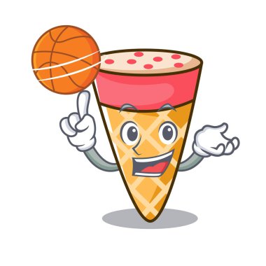 Basketbol dondurma sesi karakter karikatür ile