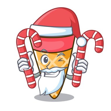 Santa şeker dondurma sesi maskot karikatür vektör çizim ile