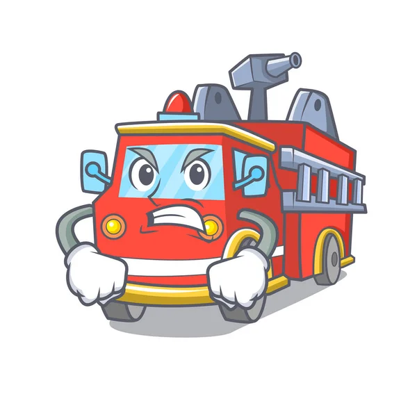 Rozzlobený fire truck maskot kreslený — Stockový vektor