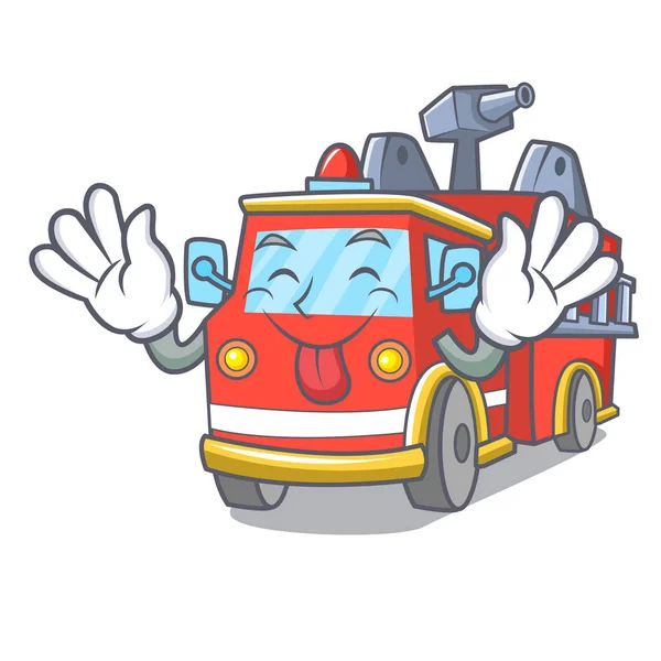 Vyplazený jazyk fire truck maskot kreslený — Stockový vektor