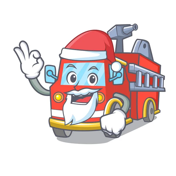 Santa fire truck mascot cartoon — Stock Vector