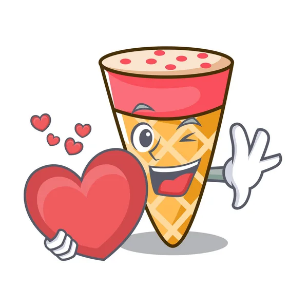 与心脏冰淇淋音调吉祥物卡通 — 图库矢量图片