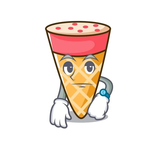 Mascotte de Crème glacée en attente ton dessin animé — Image vectorielle