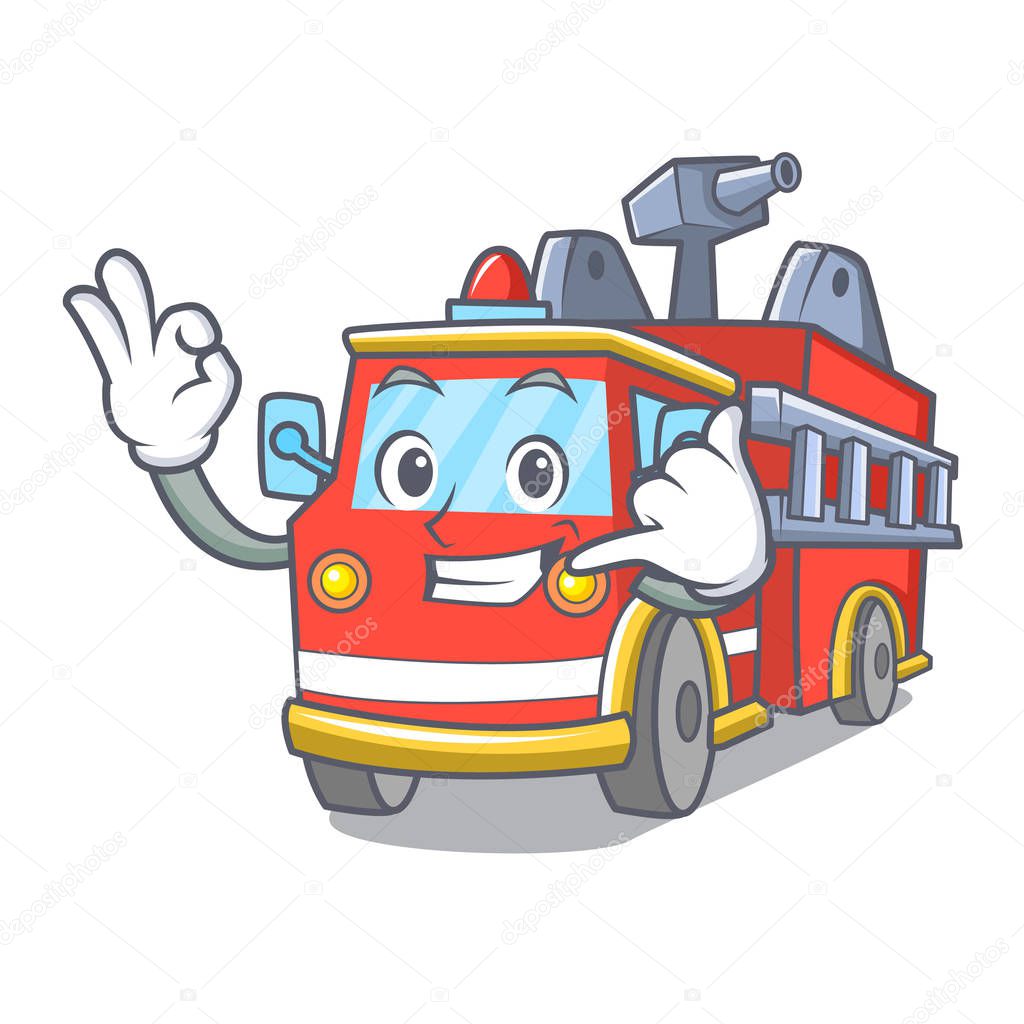Call me fire truck mascot cartoon